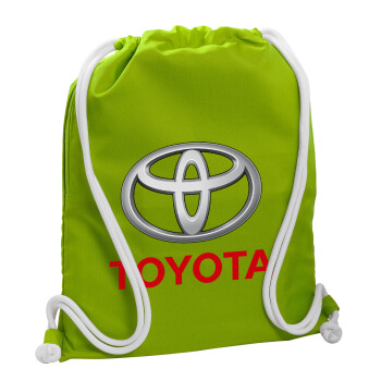 Toyota, Τσάντα πλάτης πουγκί GYMBAG LIME GREEN, με τσέπη (40x48cm) & χονδρά κορδόνια