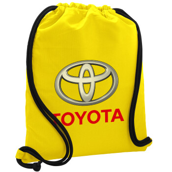 Toyota, Τσάντα πλάτης πουγκί GYMBAG Κίτρινη, με τσέπη (40x48cm) & χονδρά κορδόνια