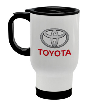 Toyota, Stainless steel travel mug with lid, double wall white 450ml