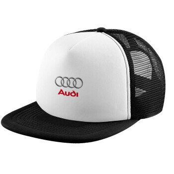 AUDI, Καπέλο παιδικό Soft Trucker με Δίχτυ ΜΑΥΡΟ/ΛΕΥΚΟ (POLYESTER, ΠΑΙΔΙΚΟ, ONE SIZE)