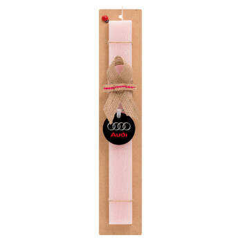 AUDI, Easter Set, wooden keychain & scented flat Easter candle (30cm) (PINK)