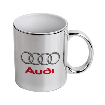 AUDI, Mug ceramic, silver mirror, 330ml