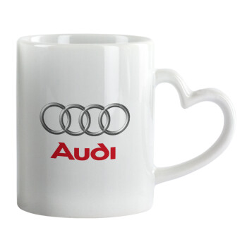 AUDI, Κούπα καρδιά χερούλι λευκή, κεραμική, 330ml