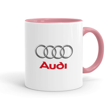 AUDI, Κούπα χρωματιστή ροζ, κεραμική, 330ml