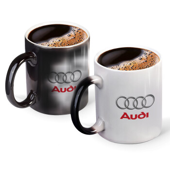 AUDI, Color changing magic Mug, ceramic, 330ml when adding hot liquid inside, the black colour desappears (1 pcs)