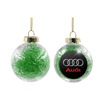 AUDI, Transparent Christmas tree ball ornament with green filling 8cm