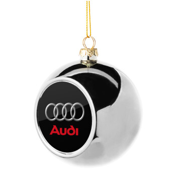 AUDI, Silver 8cm Christmas tree ball ornament