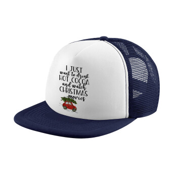 I just want to drink hot cocoa and watch christmas movies mini cooper, Children's Soft Trucker Cap with Dark Blue/White Mesh (POLYESTER, CHILDREN, ONE SIZE)