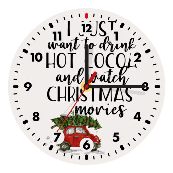 I just want to drink hot cocoa and watch christmas movies mini cooper, Ρολόι τοίχου ξύλινο (20cm)