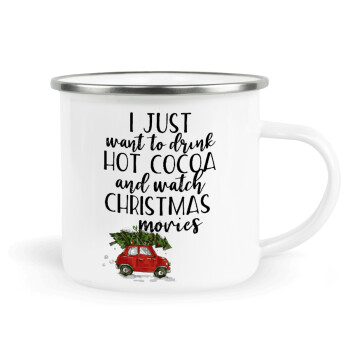 I just want to drink hot cocoa and watch christmas movies mini cooper, Metallic enamel cup white 360ml