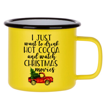 I just want to drink hot cocoa and watch christmas movies pickup car, Metallic enamel MATT Yellow cup 360ml