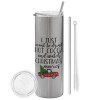 Eco friendly stainless steel Silver tumbler 600ml, with metal straw & cleaning brush