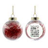 Transparent Christmas tree ball ornament with red filling 8cm