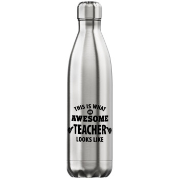This is what an awesome teacher looks like hands!!! , Inox (Stainless steel) hot metal mug, double wall, 750ml