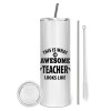 Tumbler stainless steel 600ml, with metal straw & cleaning brush