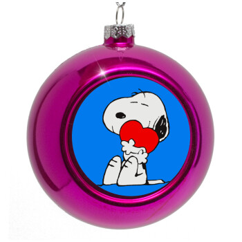 Snoopy, Purple Christmas tree ornament bauble 8cm