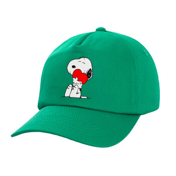 Snoopy, Καπέλο παιδικό Baseball, 100% Βαμβακερό Twill, Πράσινο (ΒΑΜΒΑΚΕΡΟ, ΠΑΙΔΙΚΟ, UNISEX, ONE SIZE)