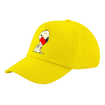 Snoopy, Καπέλο παιδικό Baseball, 100% Βαμβακερό Twill, Κίτρινο (ΒΑΜΒΑΚΕΡΟ, ΠΑΙΔΙΚΟ, UNISEX, ONE SIZE)