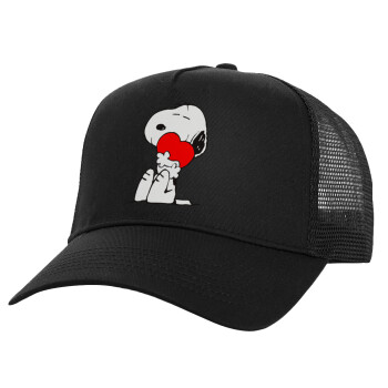 Snoopy, Καπέλο Ενηλίκων Structured Trucker, με Δίχτυ, Μαύρο (100% ΒΑΜΒΑΚΕΡΟ, ΕΝΗΛΙΚΩΝ, UNISEX, ONE SIZE)