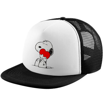 Snoopy, Adult Soft Trucker Hat with Black/White Mesh (POLYESTER, ADULT, UNISEX, ONE SIZE)