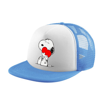 Snoopy, Καπέλο παιδικό Soft Trucker με Δίχτυ ΓΑΛΑΖΙΟ/ΛΕΥΚΟ (POLYESTER, ΠΑΙΔΙΚΟ, ONE SIZE)