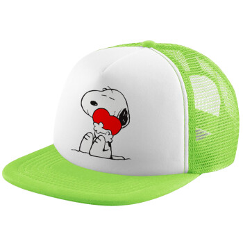Snoopy, Καπέλο παιδικό Soft Trucker με Δίχτυ ΠΡΑΣΙΝΟ/ΛΕΥΚΟ (POLYESTER, ΠΑΙΔΙΚΟ, ONE SIZE)