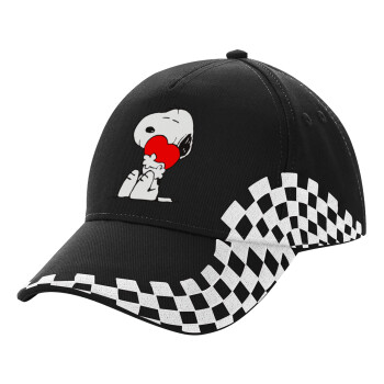 Snoopy, Adult Ultimate BLACK RACING Cap, (100% COTTON DRILL, ADULT, UNISEX, ONE SIZE)