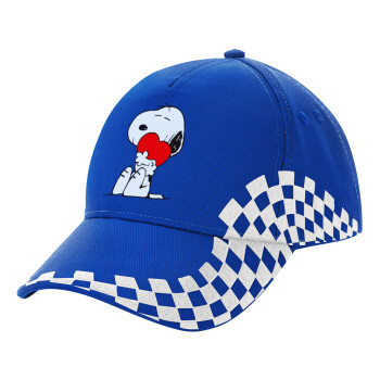 Snoopy, Adult Ultimate BLUE RACING Cap, (100% COTTON DRILL, ADULT, UNISEX, ONE SIZE)