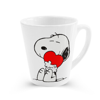 Snoopy, Κούπα κωνική Latte Λευκή, κεραμική, 300ml