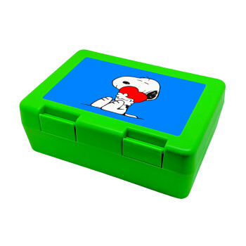Snoopy, Παιδικό δοχείο κολατσιού ΠΡΑΣΙΝΟ 185x128x65mm (BPA free πλαστικό)
