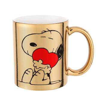 Snoopy, Κούπα κεραμική, χρυσή καθρέπτης, 330ml