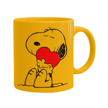 Snoopy, Ceramic coffee mug yellow, 330ml (1pcs)