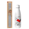 Easter Set, metallic Inox water bottle (700ml) & Easter scented flat candle (30cm) (GRAY)