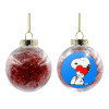 Transparent Christmas tree ball ornament with red filling 8cm