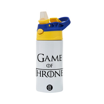 Game of Thrones, Children's hot water bottle, stainless steel, with safety straw, green, blue (360ml) BPA FREE