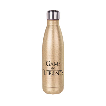 Game of Thrones, Glitter gold stainless steel thermos bottle, double-walled, 500ml