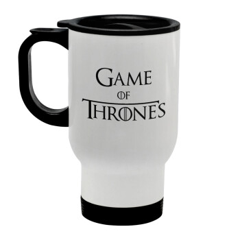 Game of Thrones, Stainless steel travel mug with lid, double wall white 450ml