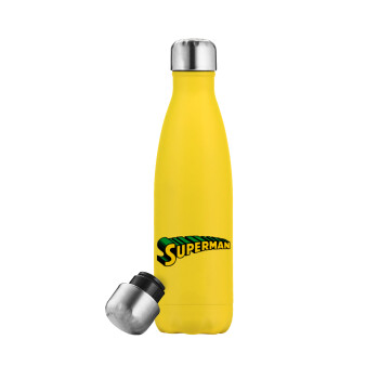 Superman vintage, Yellow Stainless Steel Metallic Thermos, double-walled, 500ml