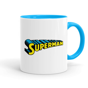 Superman vintage, Mug colored light blue, ceramic, 330ml