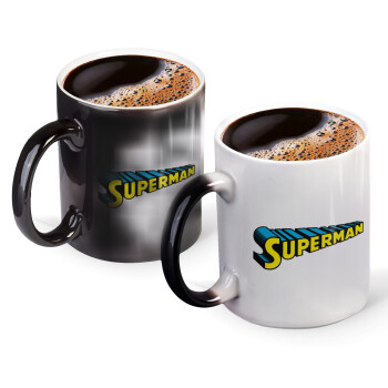 Superman vintage, Color changing magic Mug, ceramic, 330ml when adding hot liquid inside, the black colour desappears (1 pcs)