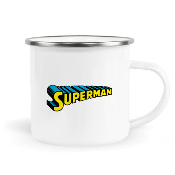 Superman vintage, Metallic enamel cup white 360ml