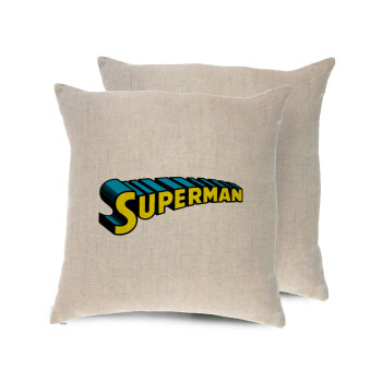Superman vintage, Μαξιλάρι καναπέ ΛΙΝΟ 40x40cm περιέχεται το  γέμισμα