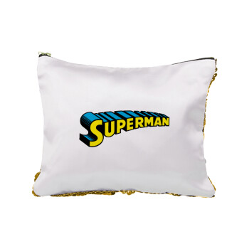 Superman vintage, Sequin Gold Pouch Cosmetic Bag