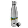 Metallic water bottle, stainless steel, 750ml