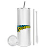 Eco friendly stainless steel tumbler 600ml, with metal straw & cleaning brush