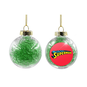 Superman vintage, Transparent Christmas tree ball ornament with green filling 8cm