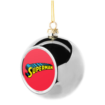 Superman vintage, Silver 8cm Christmas tree ball ornament