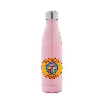 Los Pollos Hermanos, Metal mug thermos Pink Iridiscent (Stainless steel), double wall, 500ml