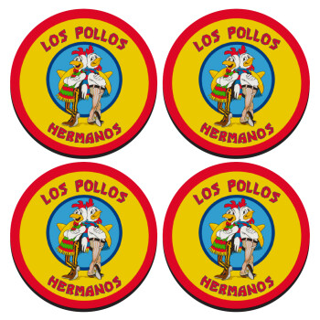 Los Pollos Hermanos, SET of 4 round wooden coasters (9cm)