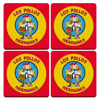 Los Pollos Hermanos, ΣΕΤ 4 Σουβέρ ξύλινα τετράγωνα (9cm)